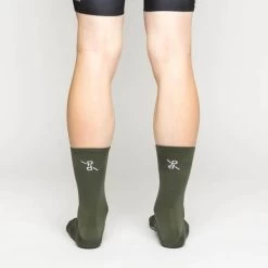 Khaki Signature PLTN Socks -Sport Vêtements Magasin PelotonDeParis Khaki Signature PLTN CyclingSocks Back VeloVeloSigapore