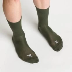 Khaki Signature PLTN Socks -Sport Vêtements Magasin PelotonDeParis Khaki Signature PLTN CyclingSocks FrontView VeloVeloSigapore